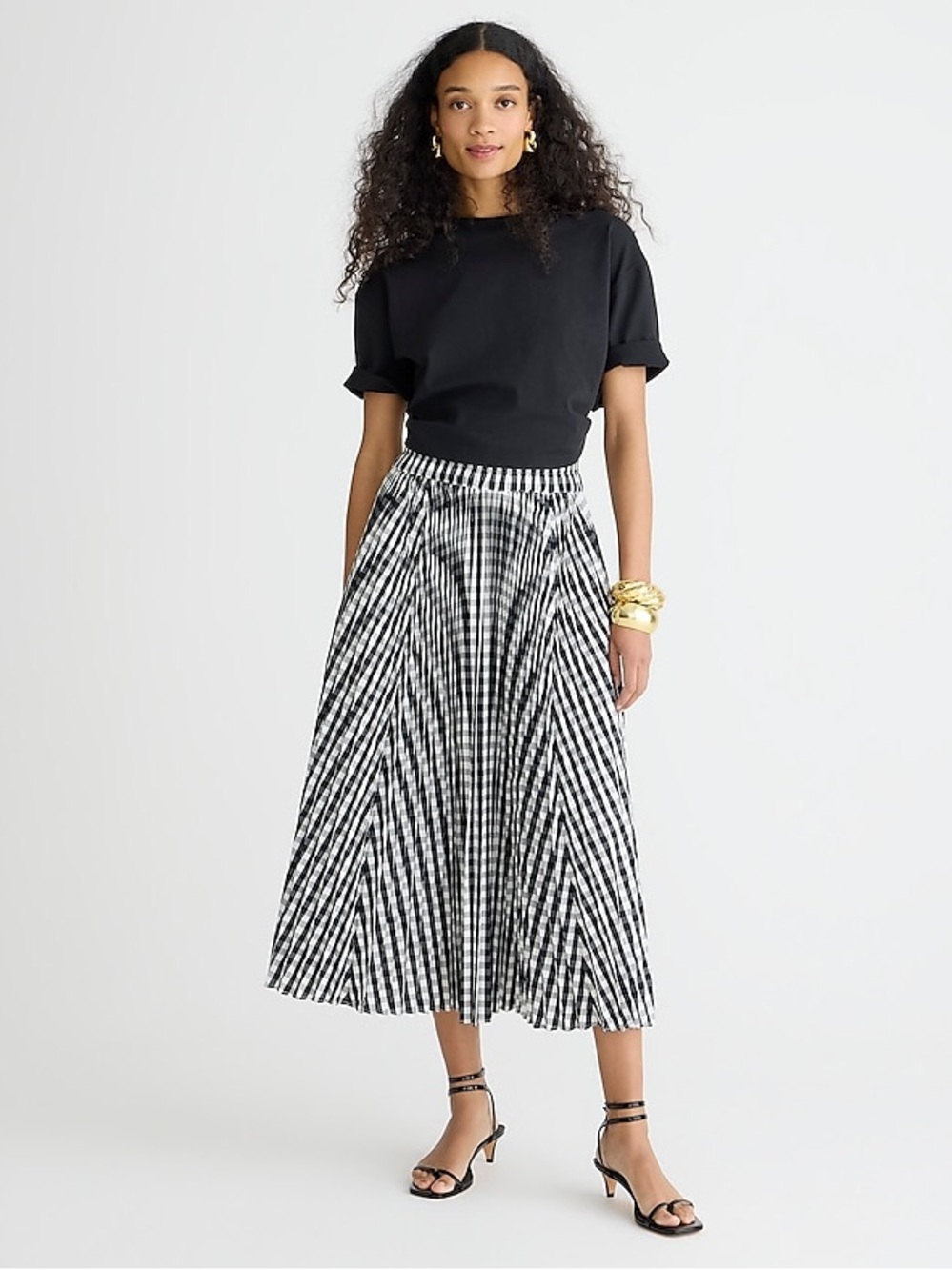 J.Crew Gwyneth Pleated Flowy Gingham Skirt Size S